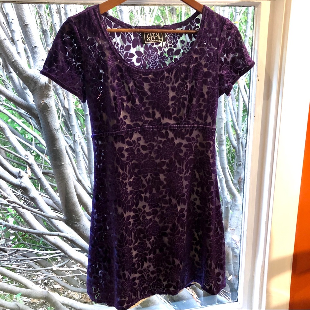 90s Vintage Velvet Burnout Dress